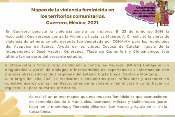 Mapeo de la violencia feminicida en los territorios comunitarios. Guerrero, México, 2021